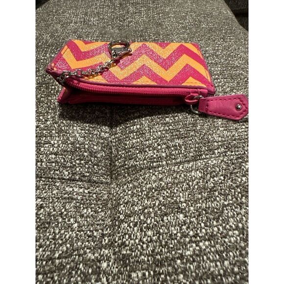 Vera Bradley Chevron Key Chain Wallet Small Pink Orange - Picture 6 of 7